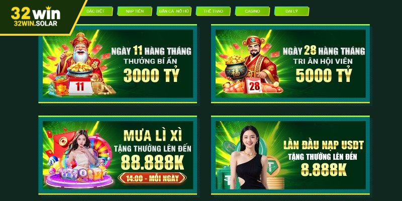 Các chương trình khuyến mãi 32WIN đang hot