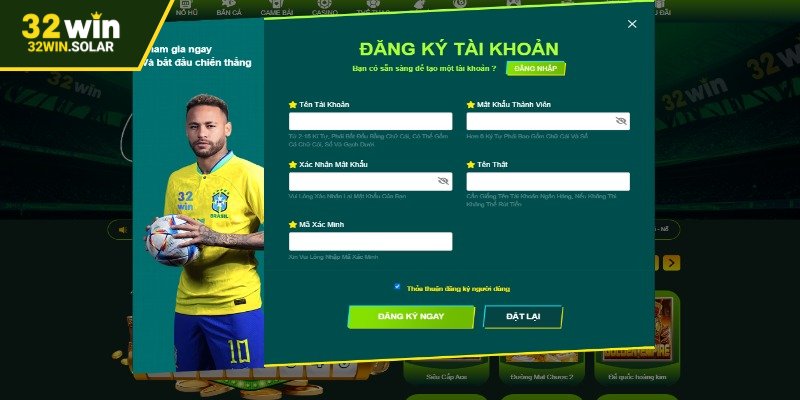 Đăng ký 32WIN cần tạo tên đăng nhập